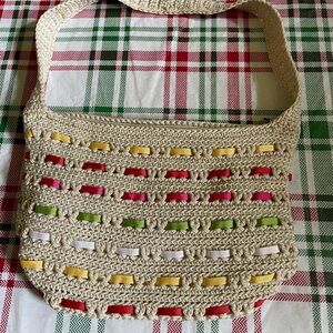 Croft & Barrow Beige Tan Neutral woven crochet purse bag Braided Casual Boho